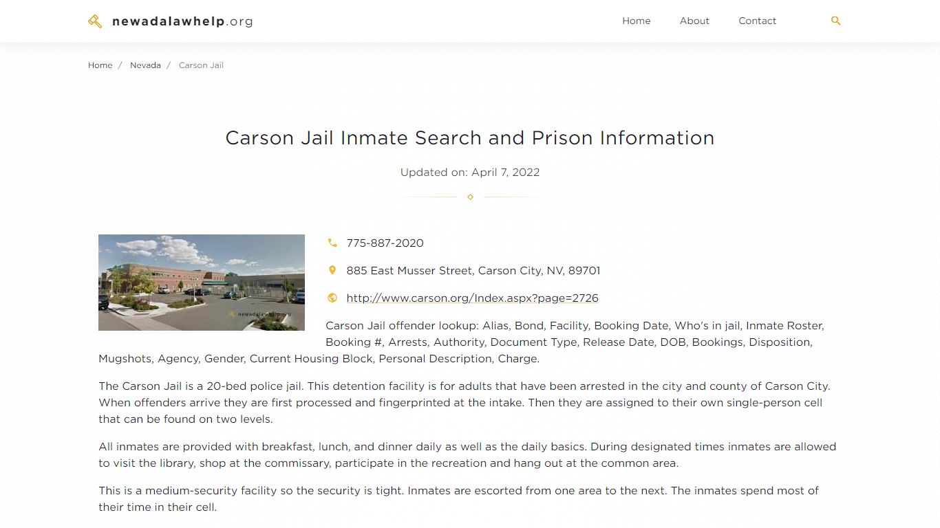 Carson Jail Inmate Search, Visitation, Phone no. & Mailing ...